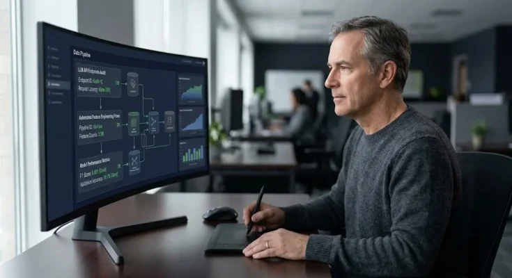 Technical framework for building AI workflows for business with predictive analytics and model integration.